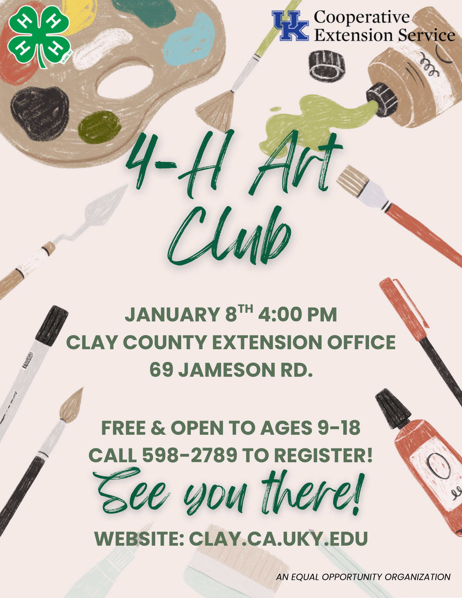 4-H Art Club social media post