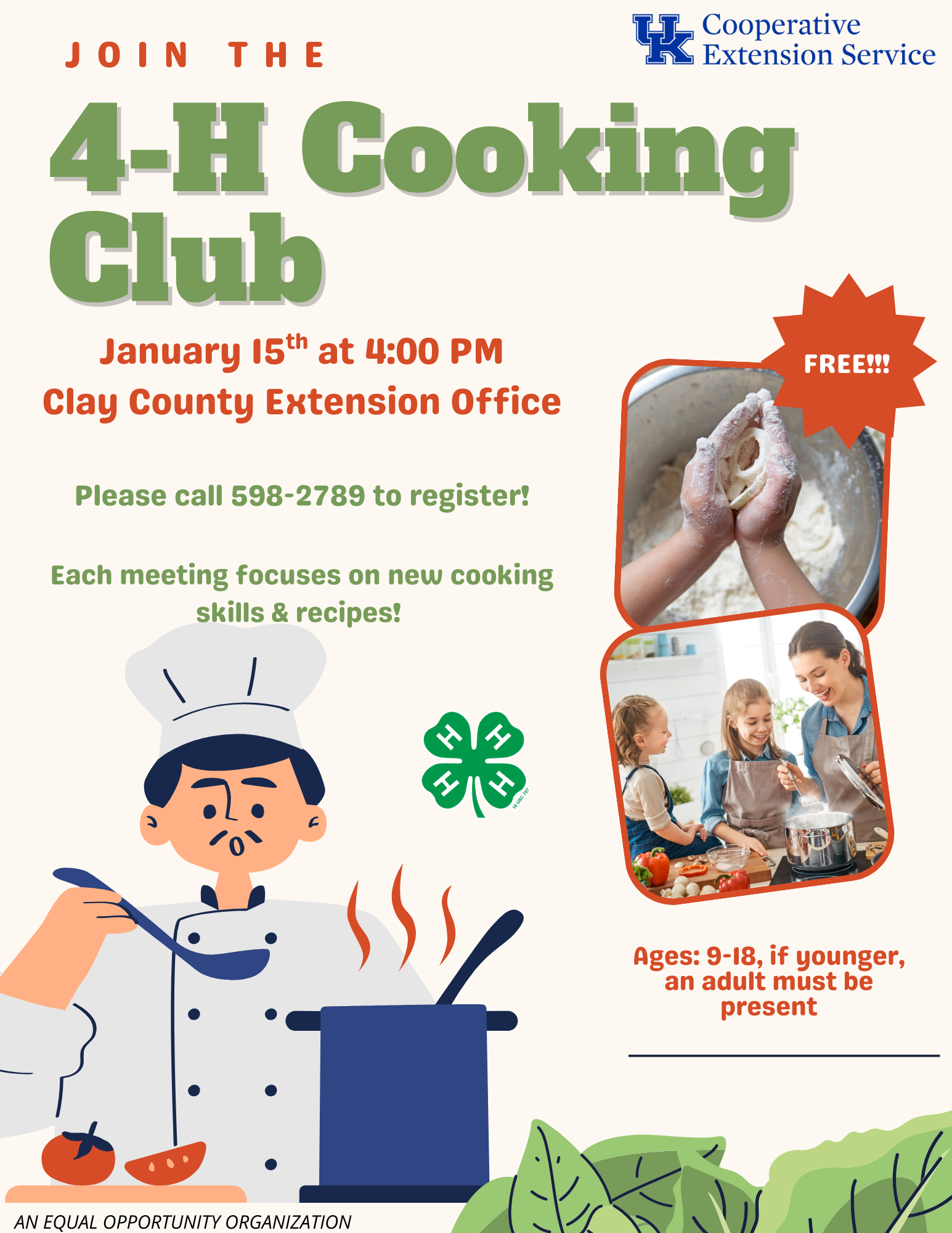 4-H Cooking Club social media post