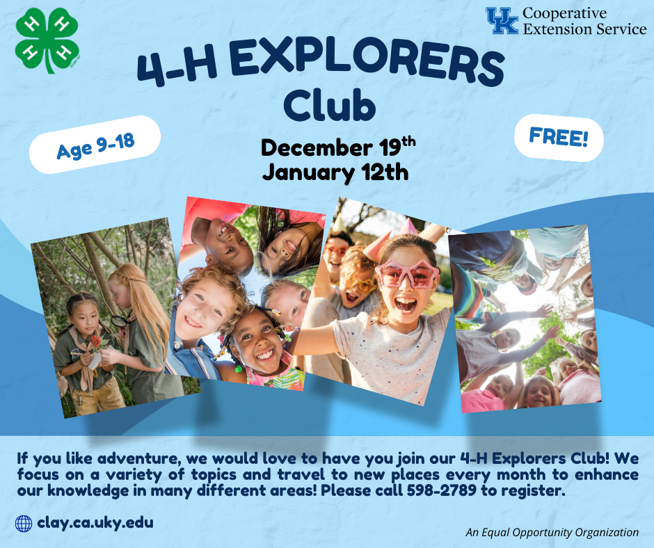 4-H Explorers Club social media post