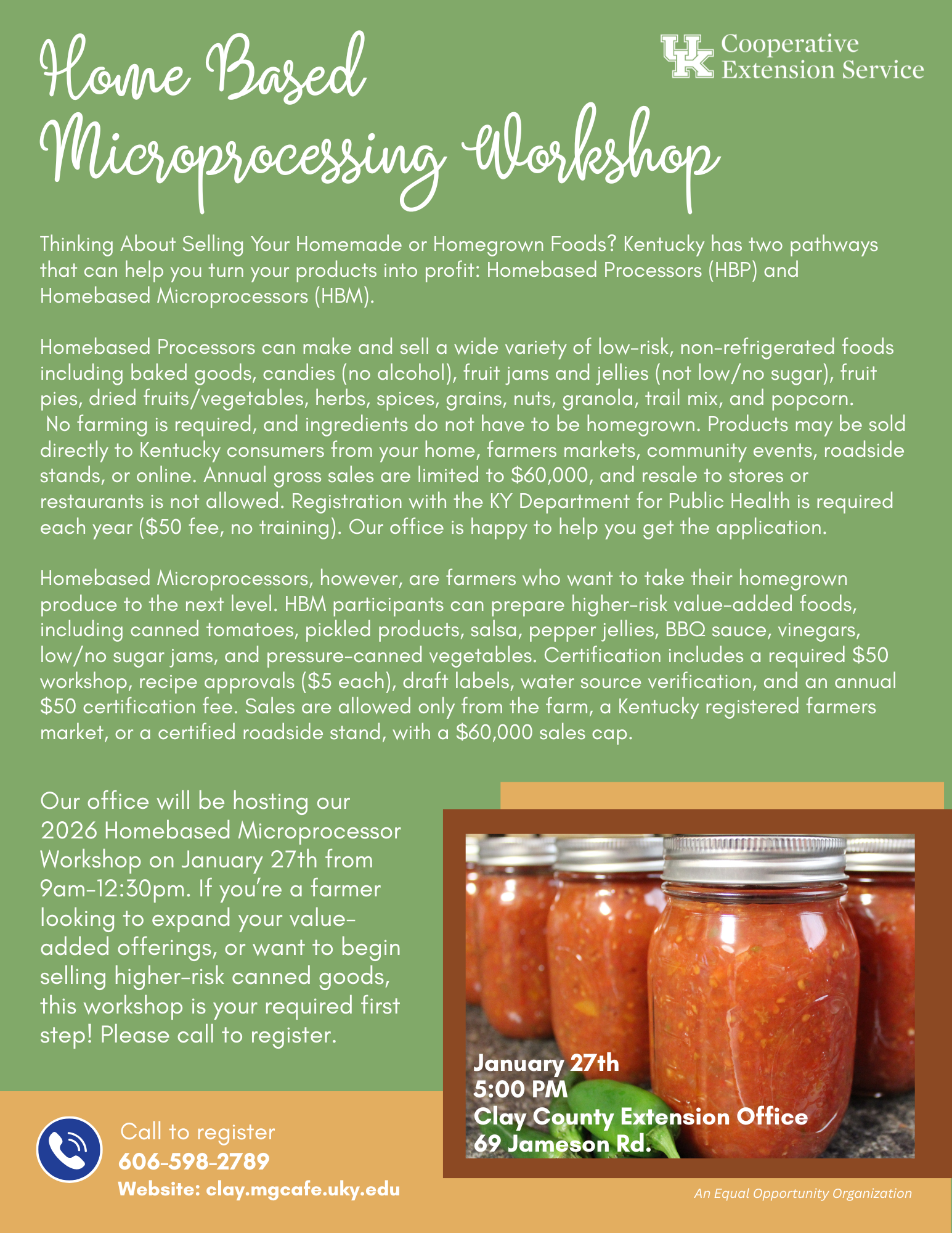 Home Based Microprocessing Workshop flyer